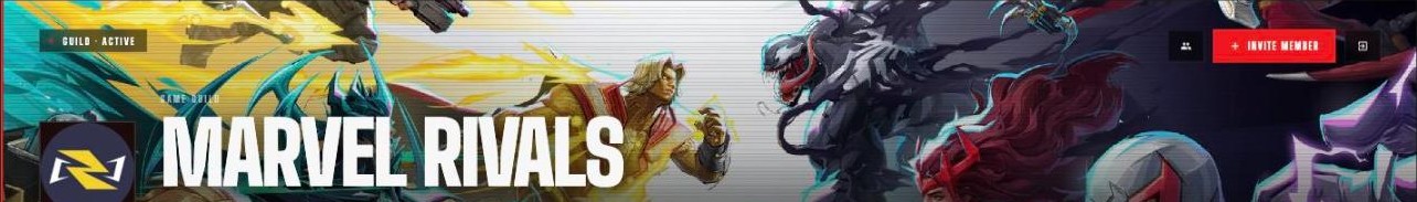 A DevourPlay guild page header for a Marvel Rivals guild.