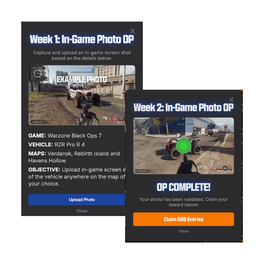 AI Photo Mission: submit screenshot, AI validates, claim 500 entries