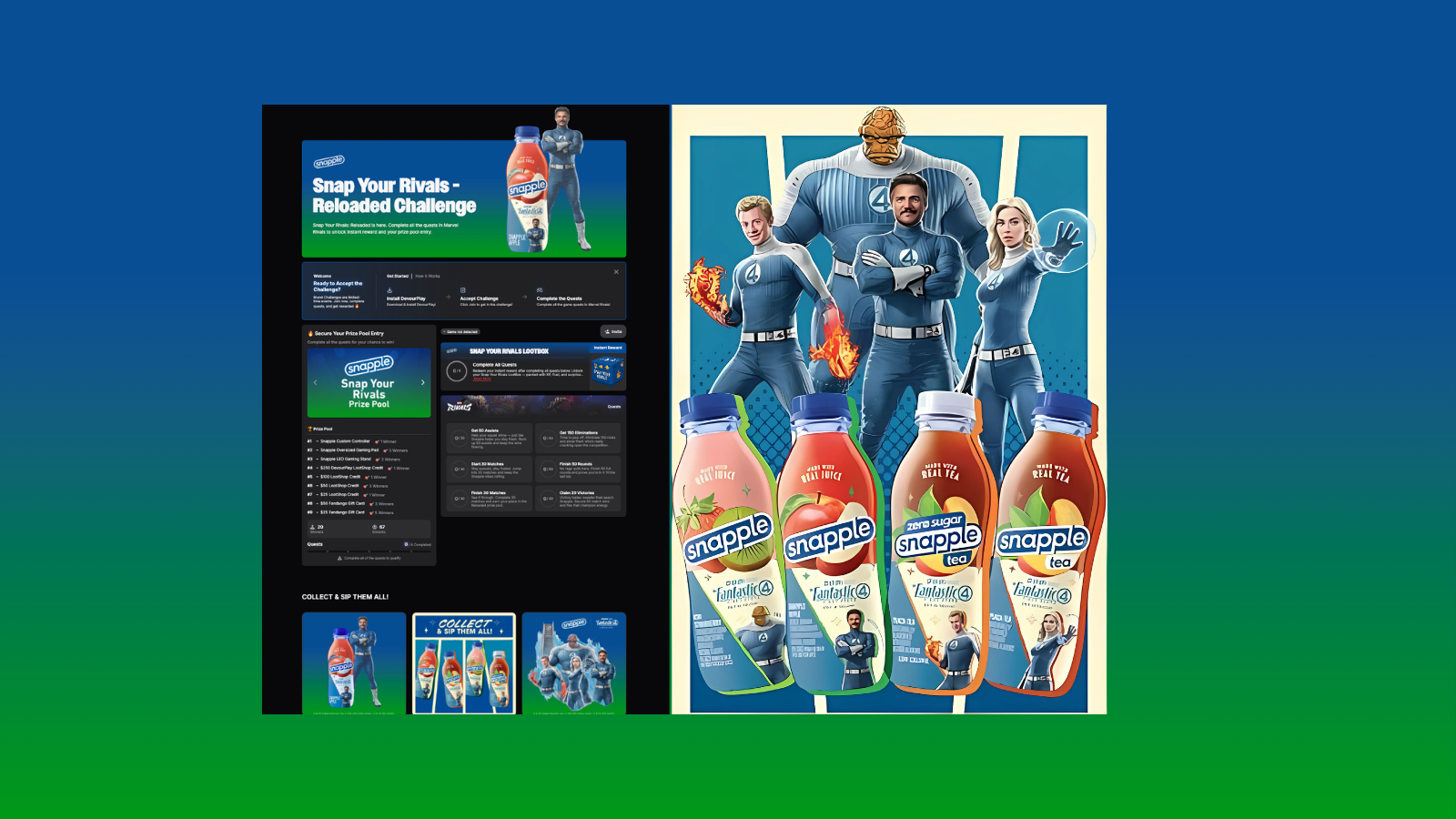 Snapple branded activation in Marvel Rivals gaming environment